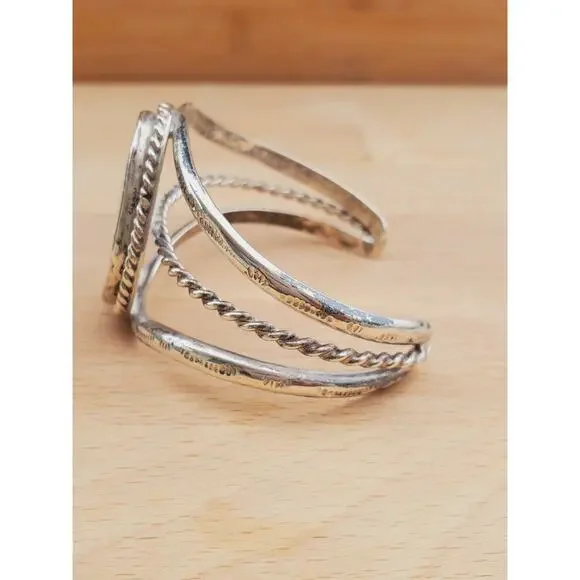 Navajo White Bone Sterling Silver Twisted Rope Cuff Bracelet Small 6.5in - Picture 6 of 9